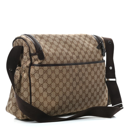 Gucci Monogram Natural Pigskin Large Diaper Bag Beige Ebony Cocoa Dark Chocolate 3 of 12