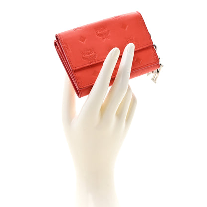 MCM Calfskin Ottomar Monogram Tri-Fold Wallet Hot Coral 2 of 11