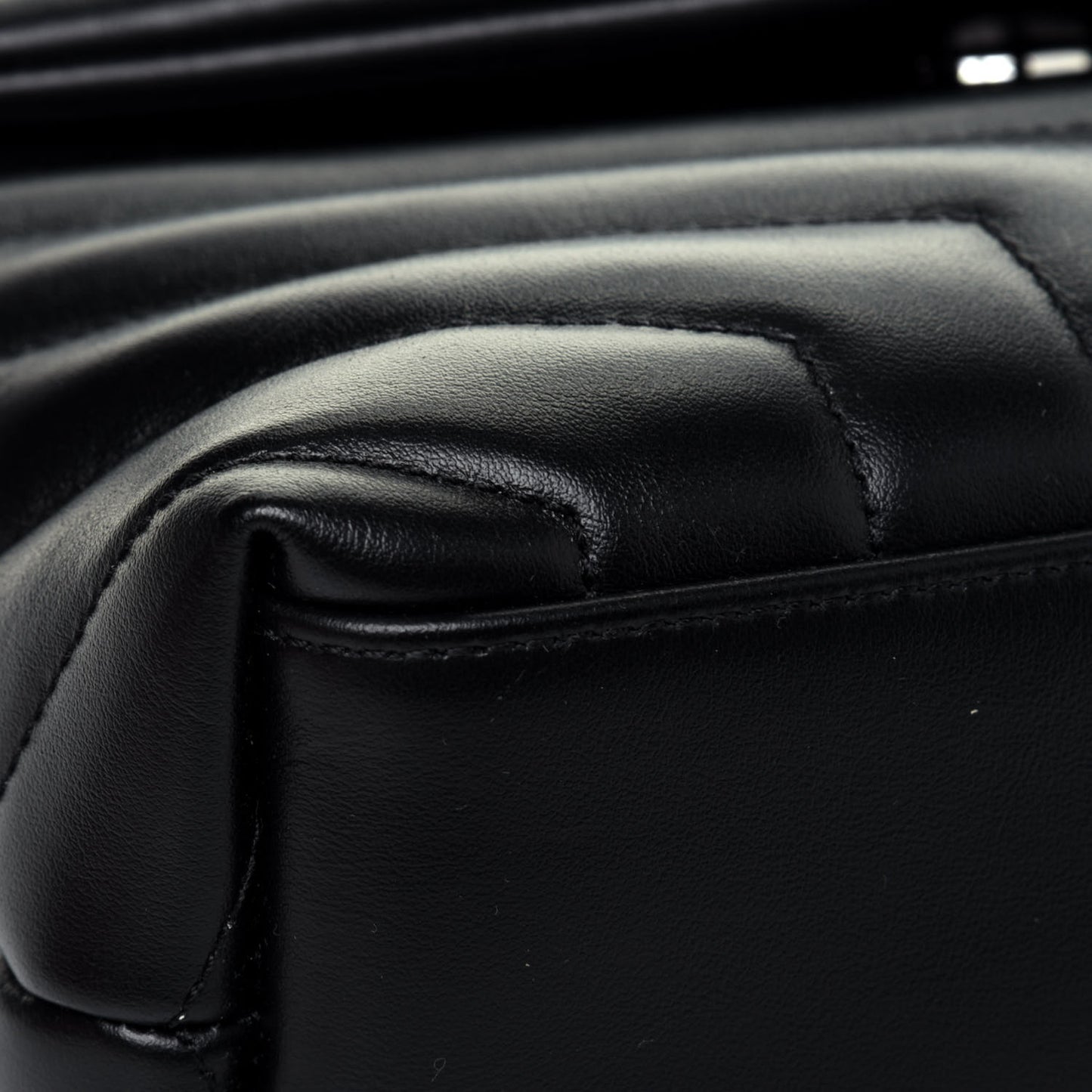 Calfskin Y Quilted Monogram Small Loulou Chain Satchel Black