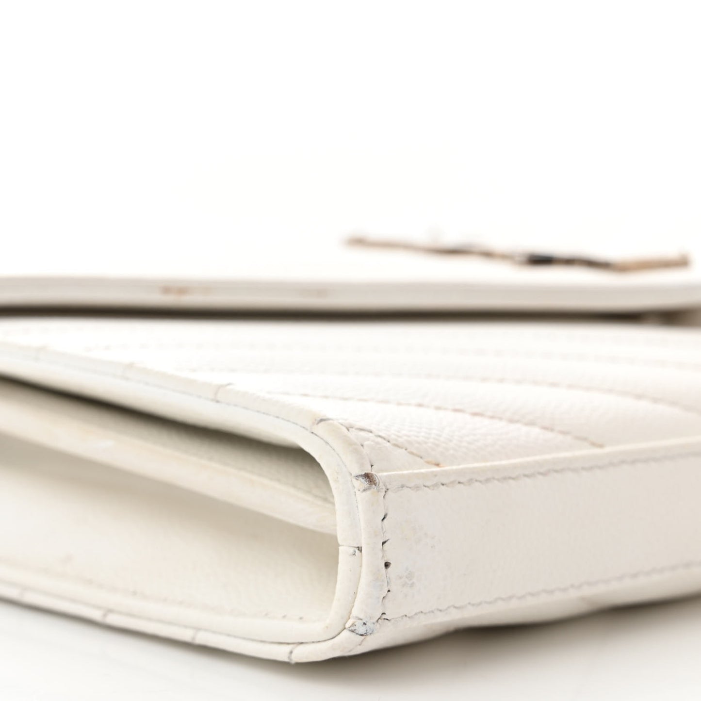 Grain De Poudre Matelasse Chevron Monogram Chain Wallet White