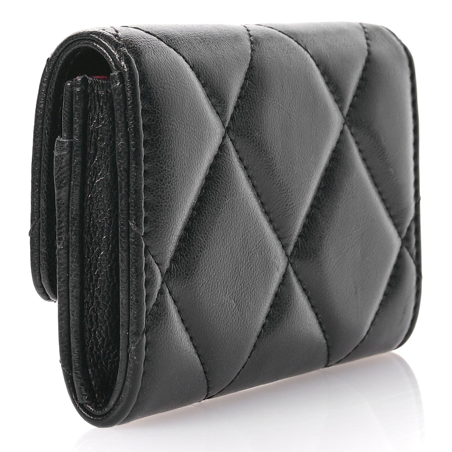 Chanel Lambskin Quilted Chanel 19 Flap Card Holder Black 3 of 9