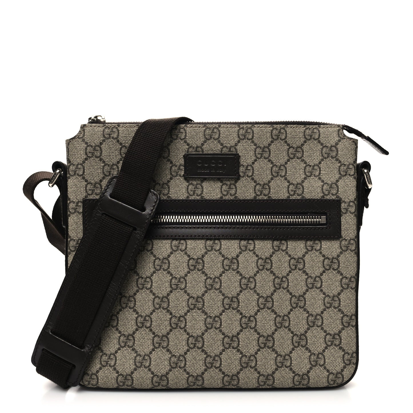 GG Supreme Monogram Selleria Calfskin Small Flat Messenger Bag Beige Ebony Cocoa Marrone Scuro