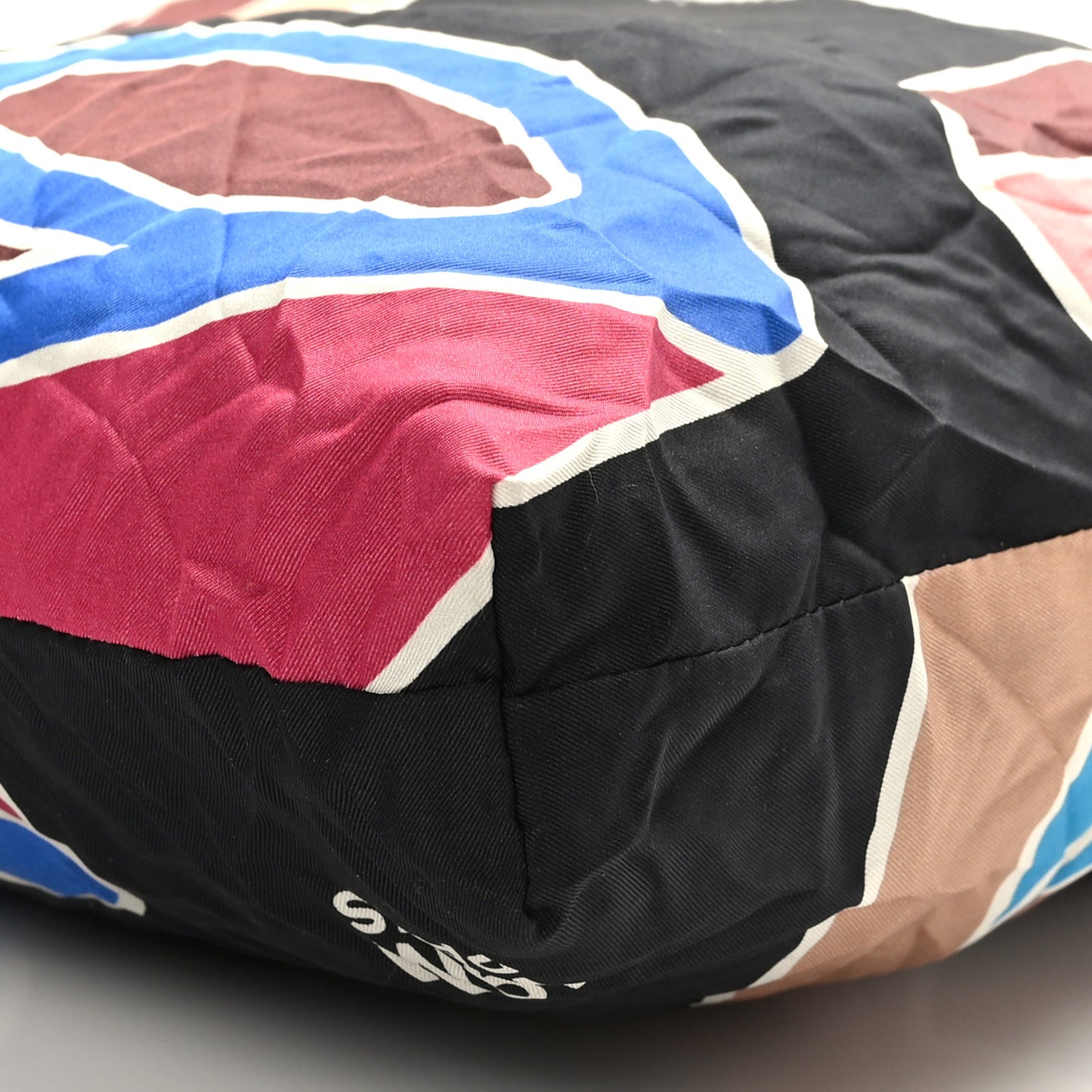 Caviar Fabric Foldable Tote Bag With Chain Black Multicolor