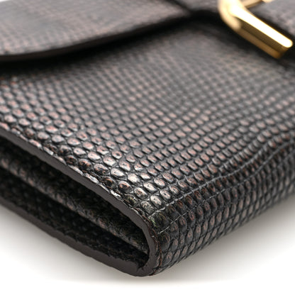 Delvaux Iridescent Lizard Calfskin Brillant Wallet On Chain Ebene Kaki 8 of 9