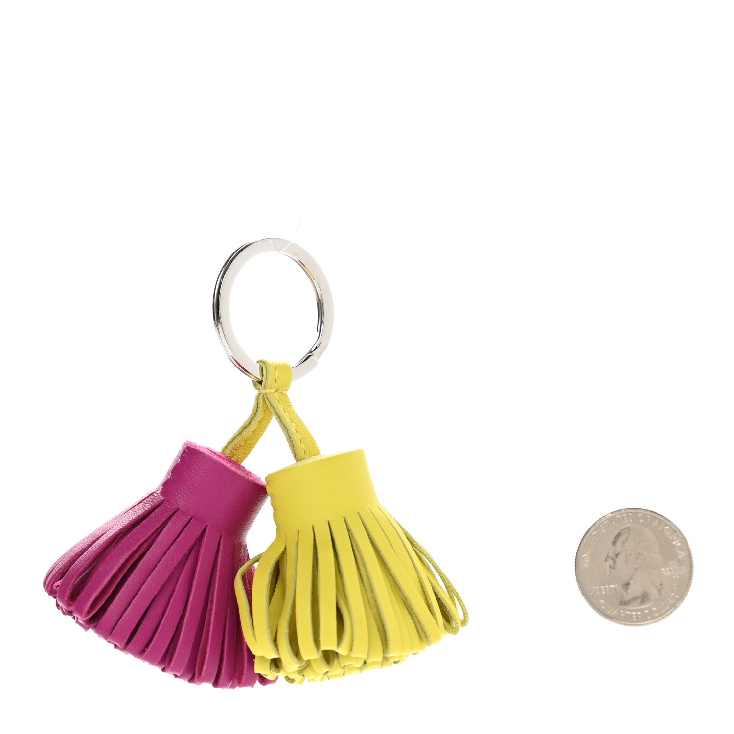 Hermes Lambskin Carmen Uno-Dos Key Holder Lime Rose Pourpre 2 of 4