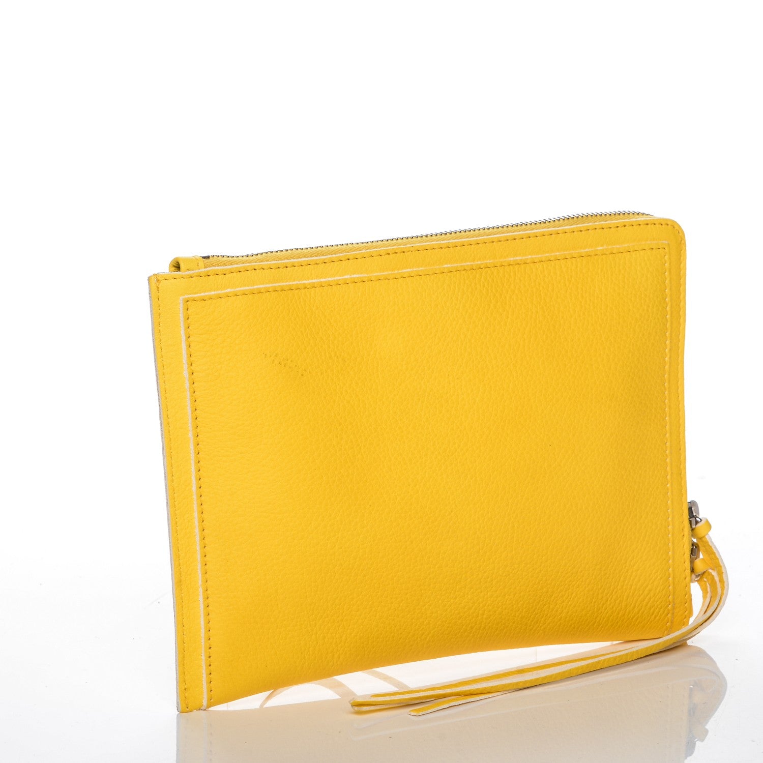Balenciaga Agneau Arena Classic Hardware Small Pouch Jaune Soleil 3 of 7
