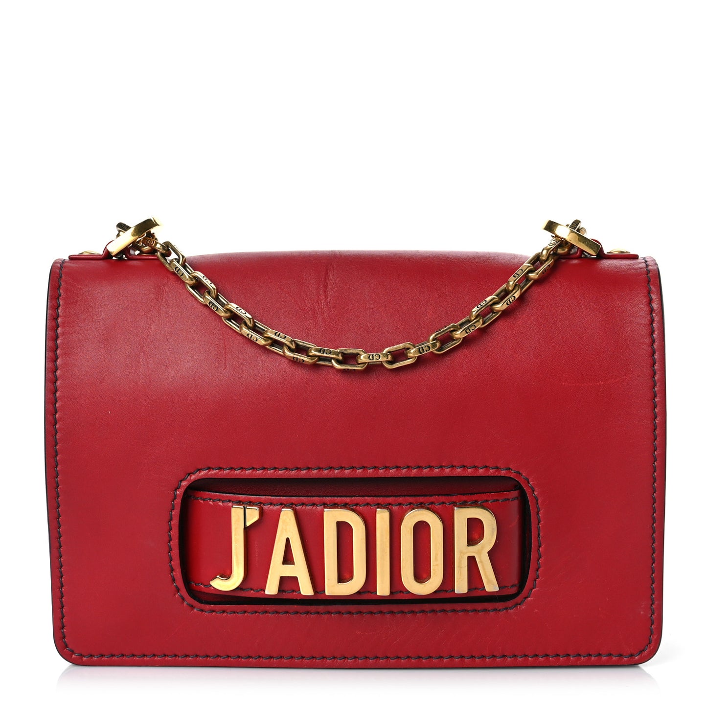 Calfskin J'Adior Chain Flap Bag Red