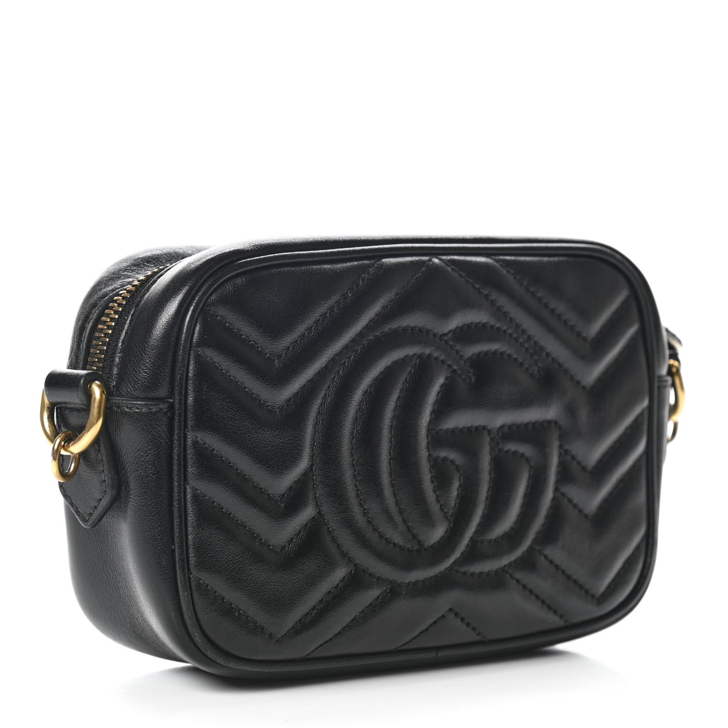 Calfskin Matelasse Mini GG Marmont Chain Shoulder Bag Black