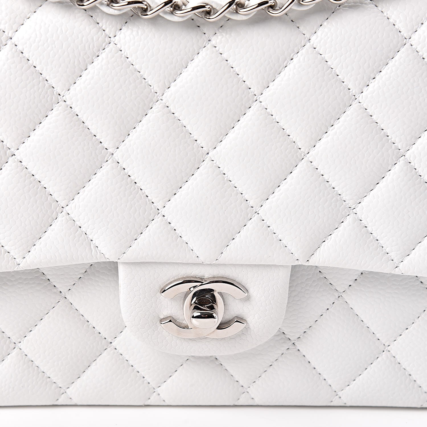 Chanel Caviar Quilted Medium Double Flap White 19 of 23