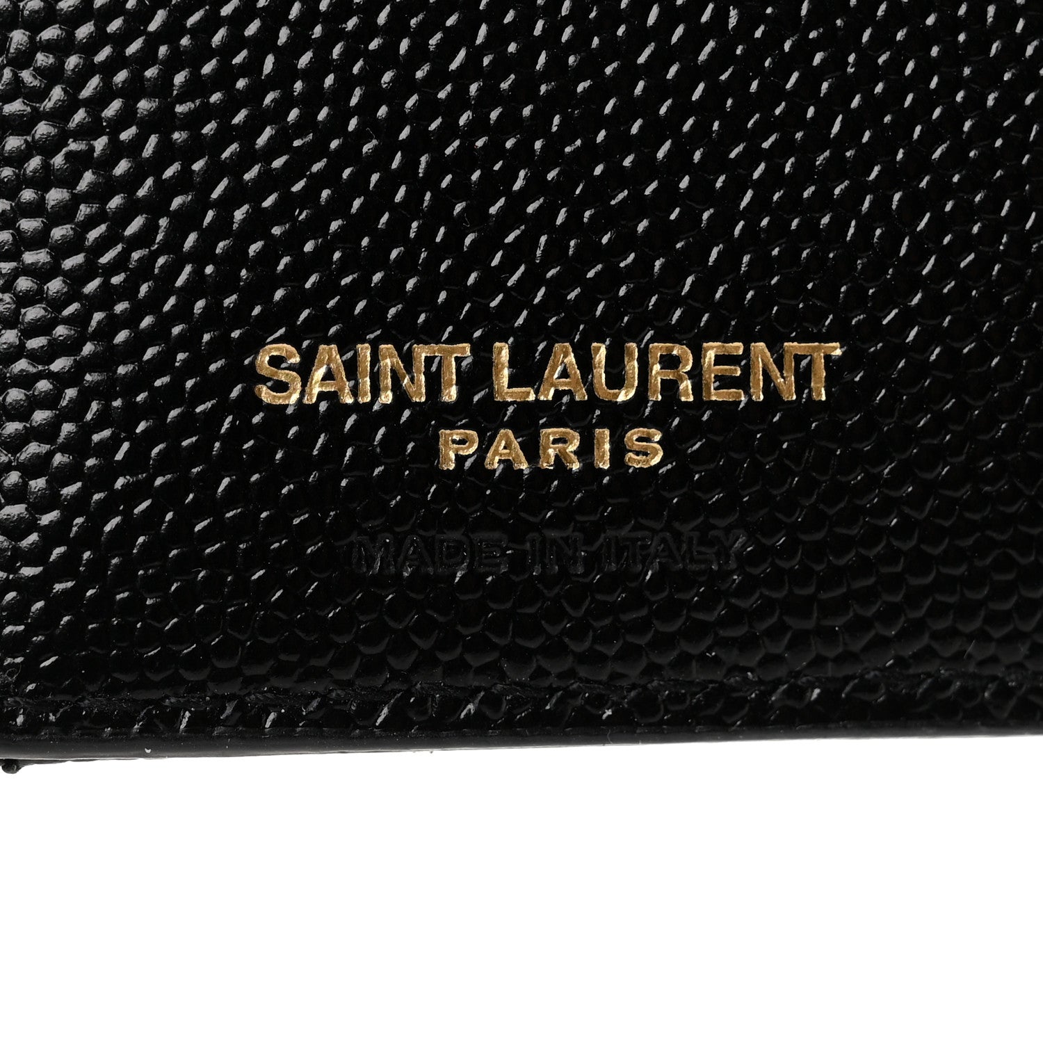 Saint Laurent Grain De Poudre Matelasse Chevron Monogram Zipped Card Case Black 6 of 8