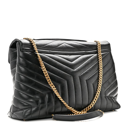 Saint Laurent Calfskin Y Quilted Monogram Large Loulou Chain Satchel Black 3 of 10