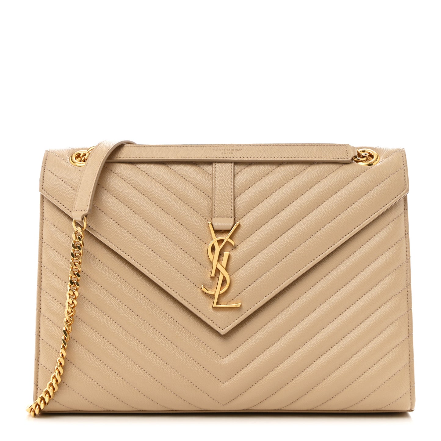 Grain De Poudre Matelasse Chevron Large Monogram Satchel Nude Powder