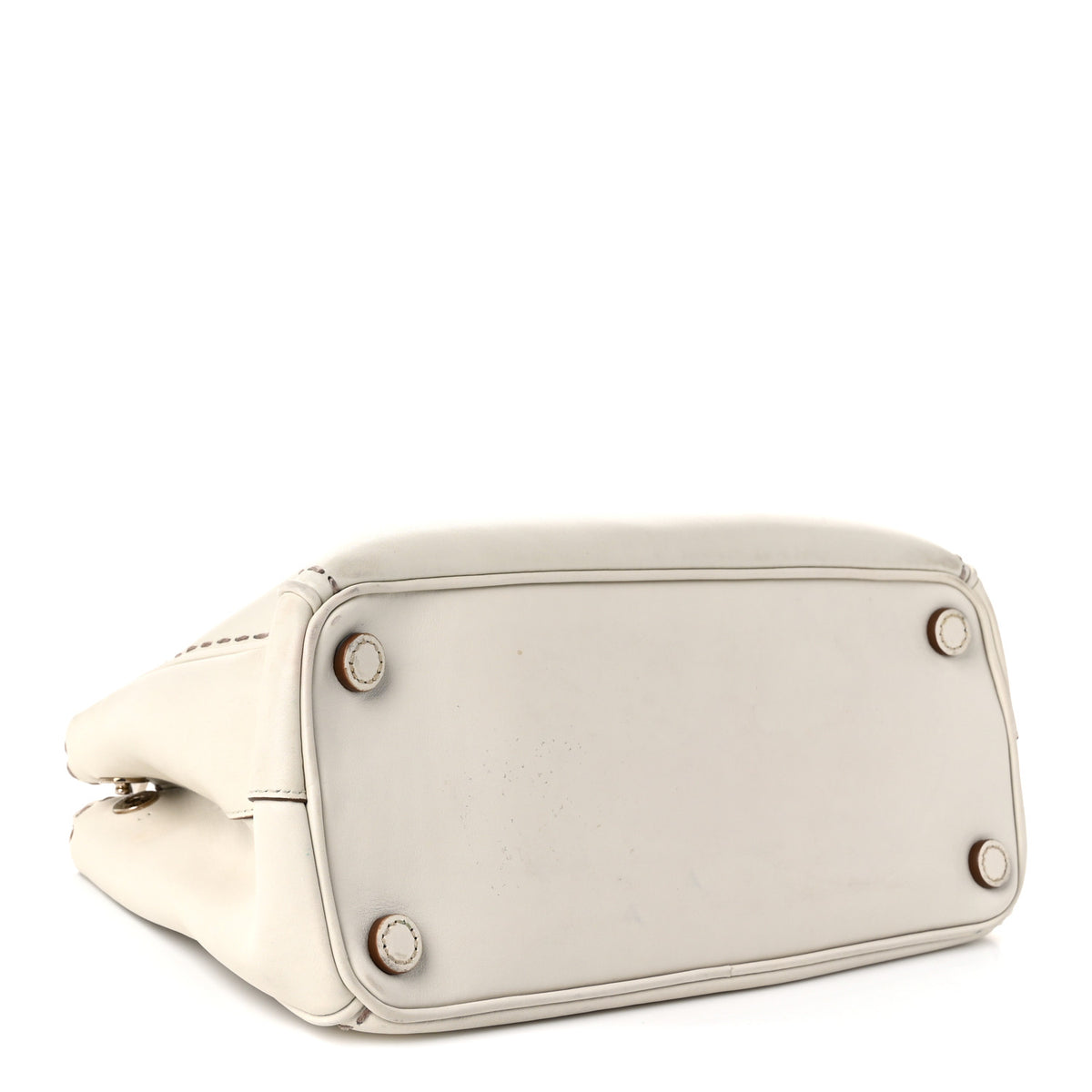 Prada City Calf Mini Hand Stitched Galleria Double Zip Tote White 4 of 12