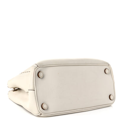 Prada City Calf Mini Hand Stitched Galleria Double Zip Tote White 4 of 12