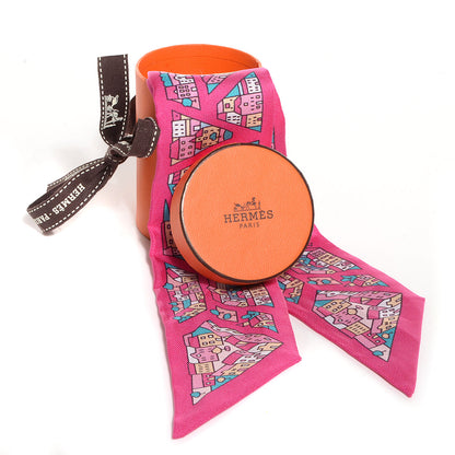 Hermes Silk Rive Droite Rive Gauche Twilly Rose Vif Turquoise Creme 5 of 5
