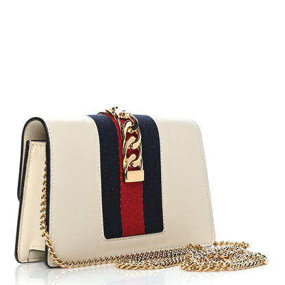 Gucci Calfskin Super Mini Sylvie Chain Shoulder Bag White 3 of 9
