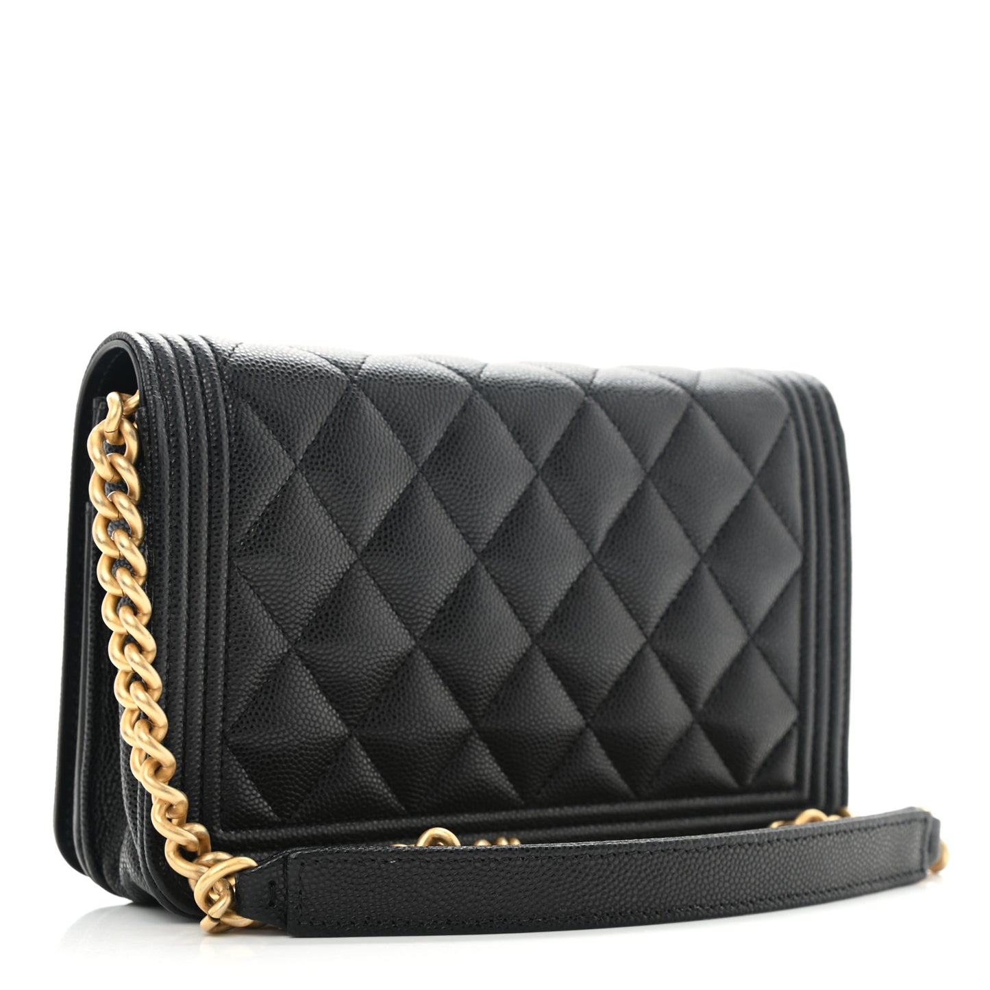 Caviar Quilted Boy Wallet On Chain WOC Black