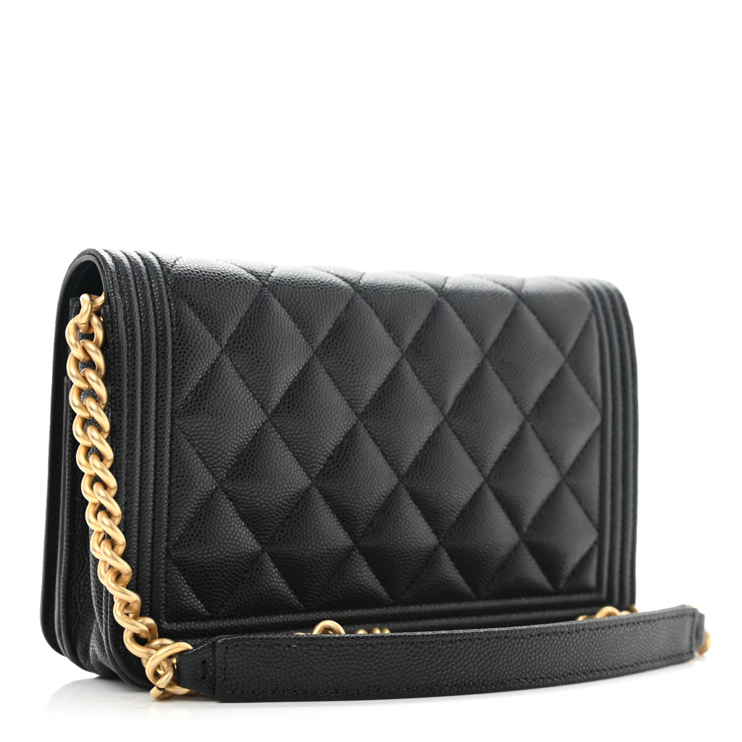 Chanel Caviar Quilted Boy Wallet On Chain WOC Black 3 of 13