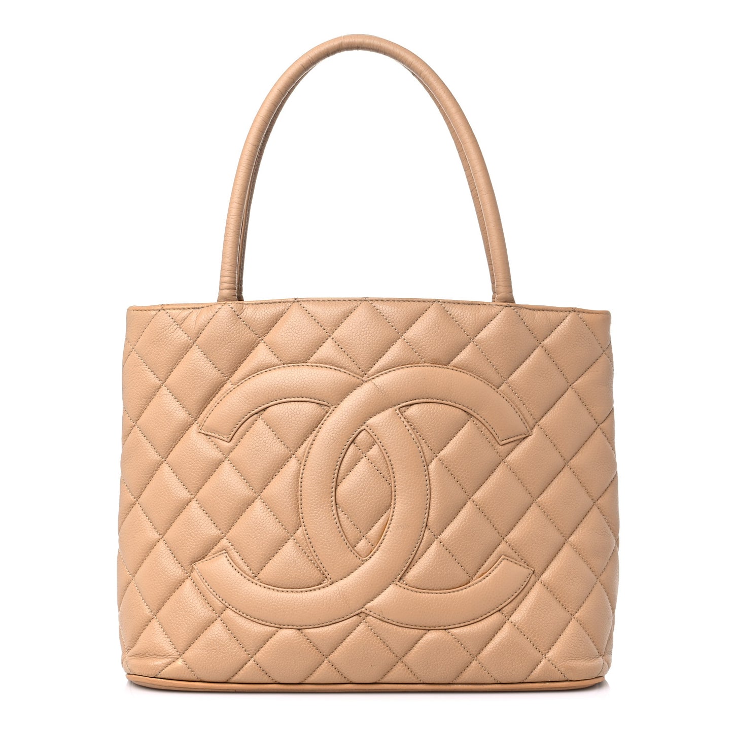 Caviar Quilted Medallion Tote Beige