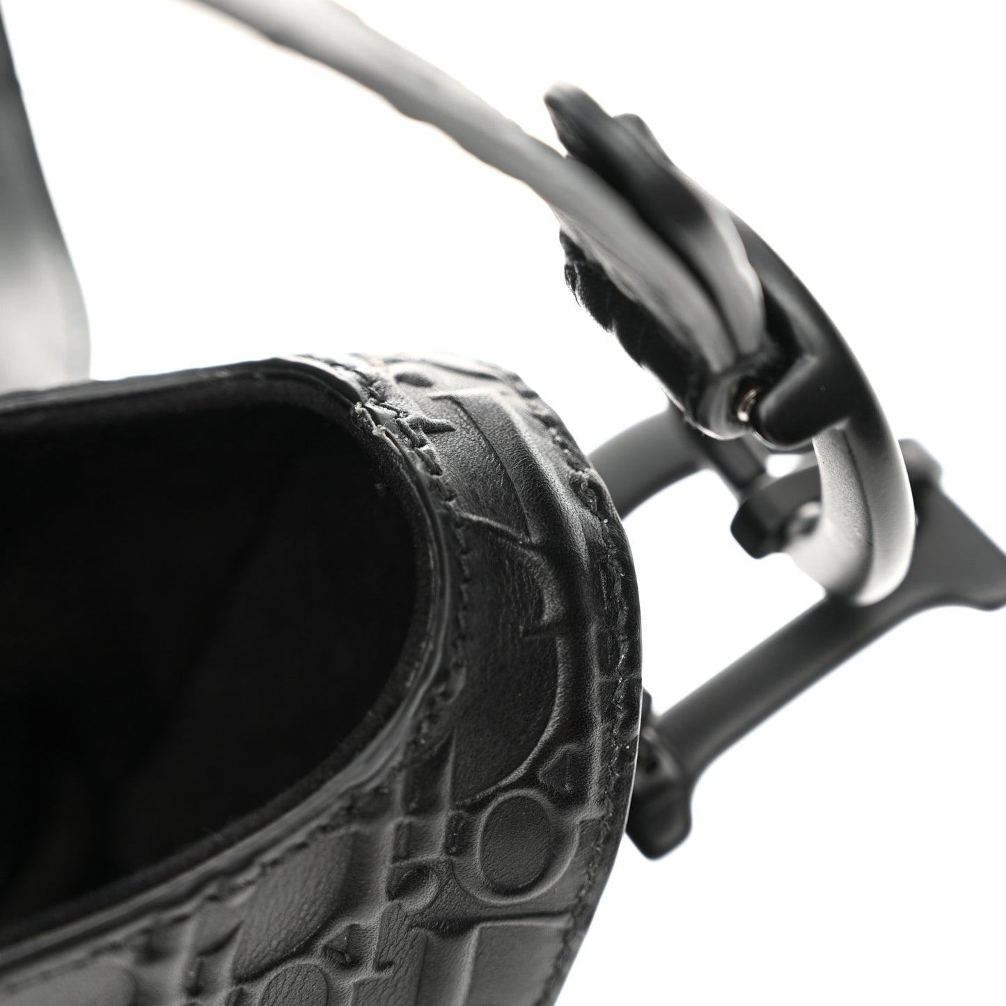 Calfskin Embossed Oblique Saddle Bag Black Black
