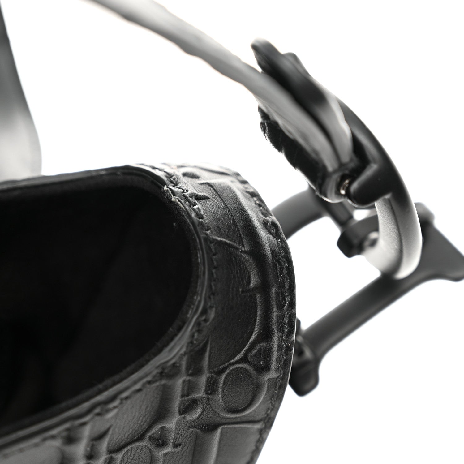 Christian Dior Calfskin Embossed Oblique Saddle Bag Black Black 11 of 12