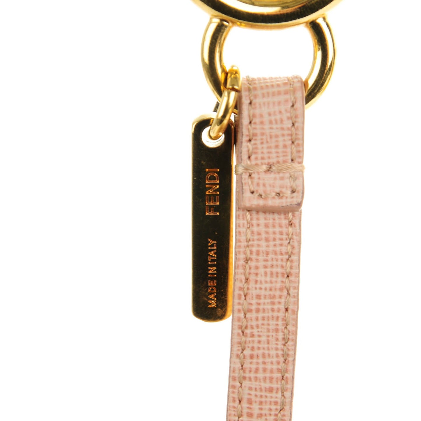 Fox Fur Vitello Elite Bi-Color Pom Pom Bag Charm Rosa Cammello Cipria