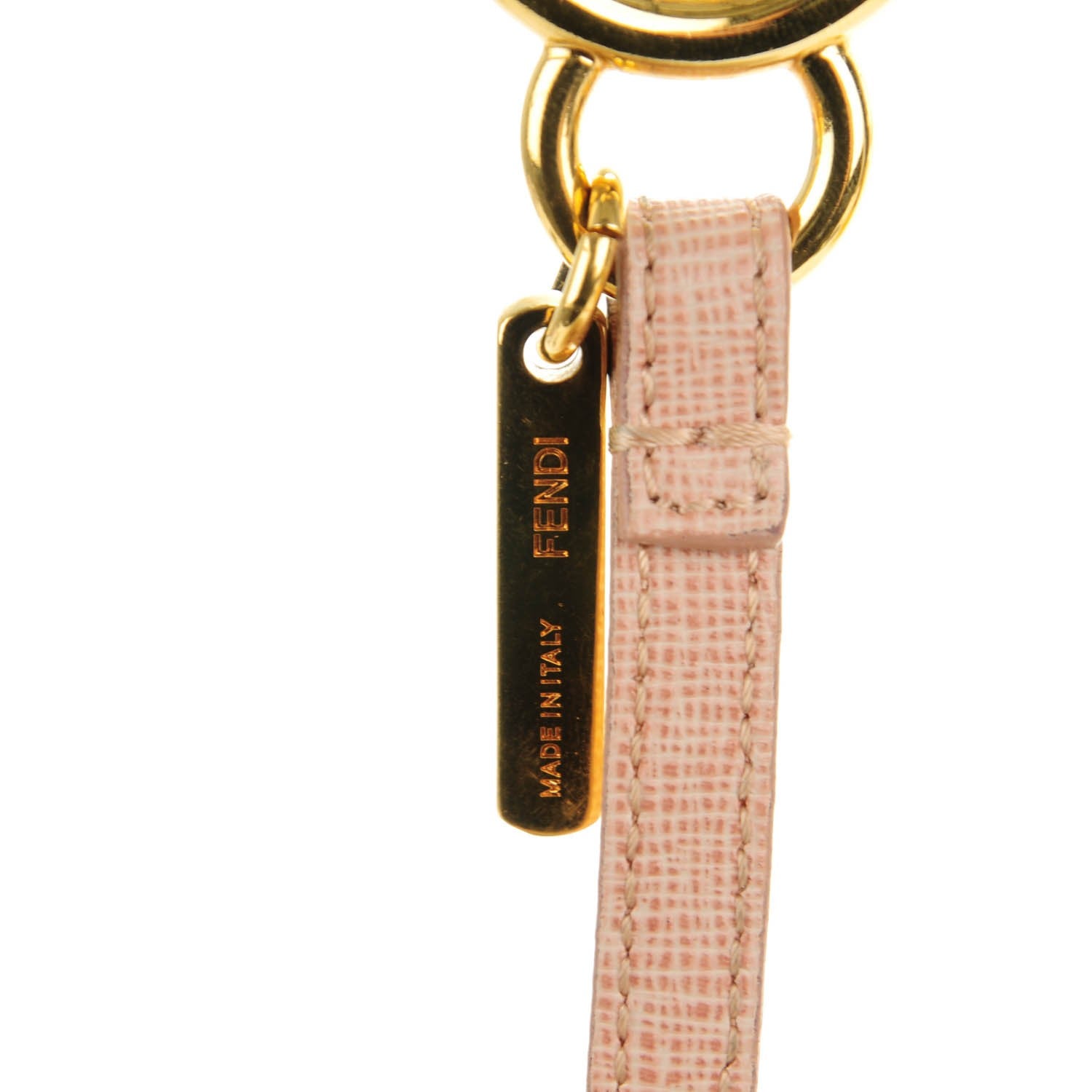 Fendi Fox Fur Vitello Elite Bi-Color Pom Pom Bag Charm Rosa Cammello Cipria 3 of 4