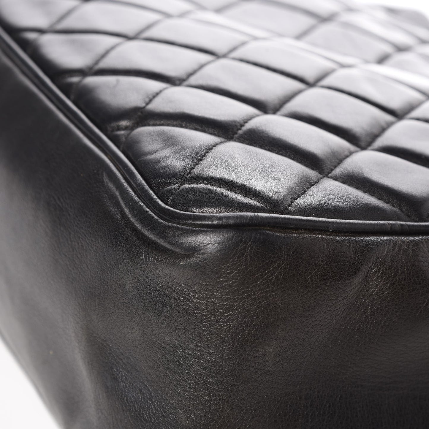 Lambskin Quilted Shopper Tote Black
