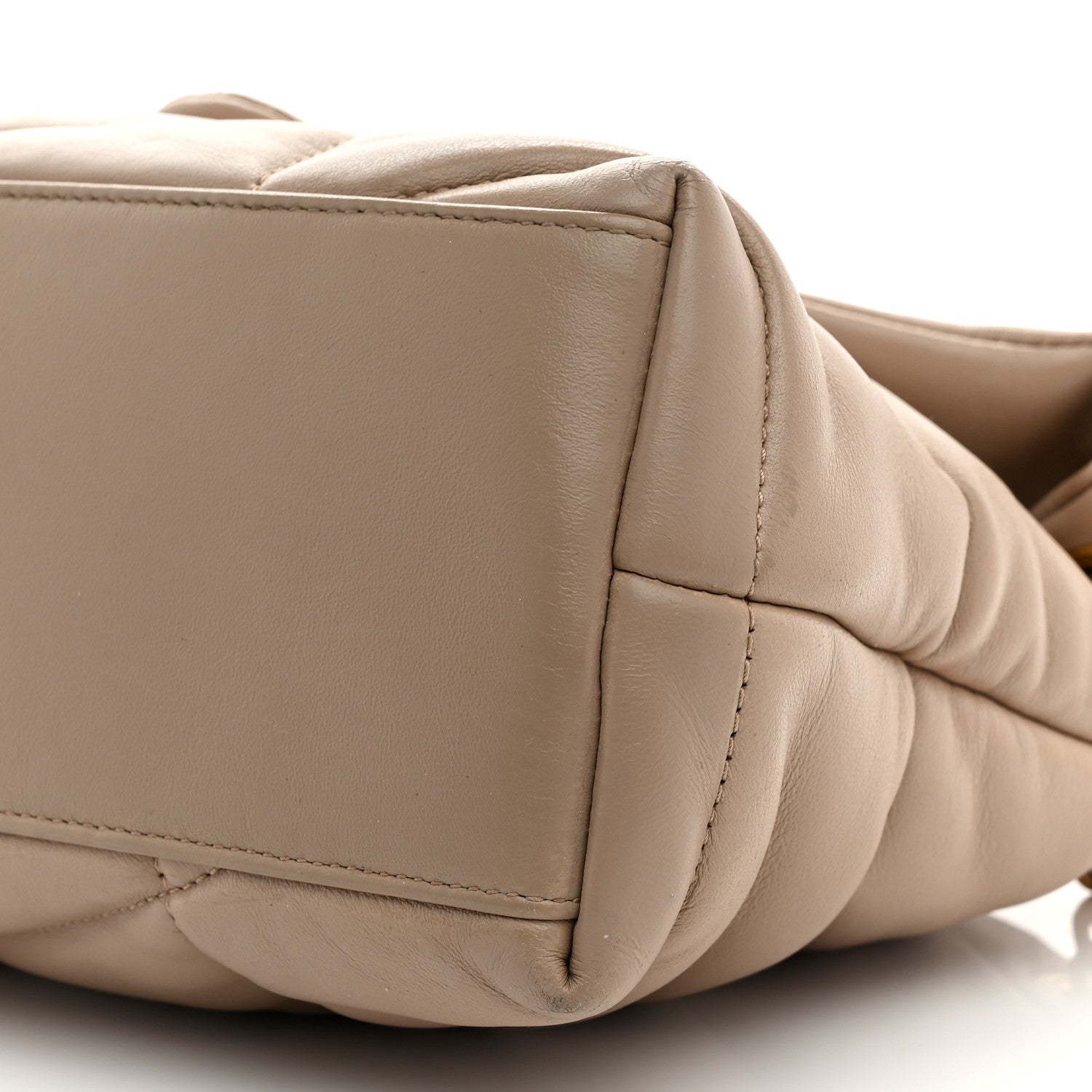 Saint Laurent Lambskin Quilted Small Loulou Puffer Monogram Chain Satchel Dark Beige 10 of 10