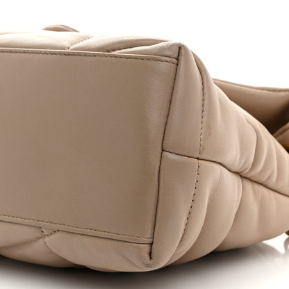 Saint Laurent Lambskin Quilted Small Loulou Puffer Monogram Chain Satchel Dark Beige 10 of 10