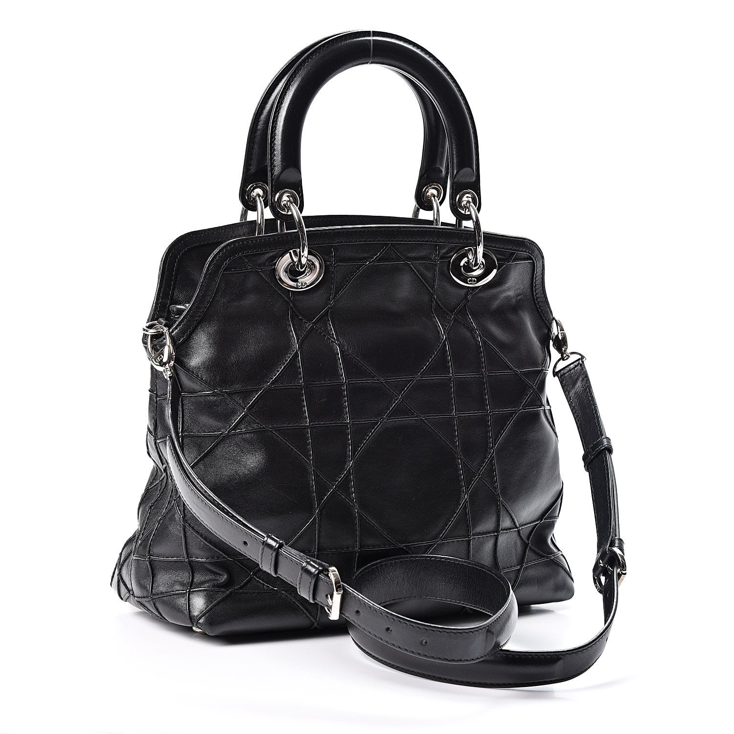 Christian Dior Lambskin Cannage Medium Granville Tote Black 2 of 9