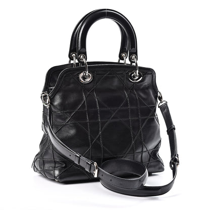 Christian Dior Lambskin Cannage Medium Granville Tote Black 2 of 9
