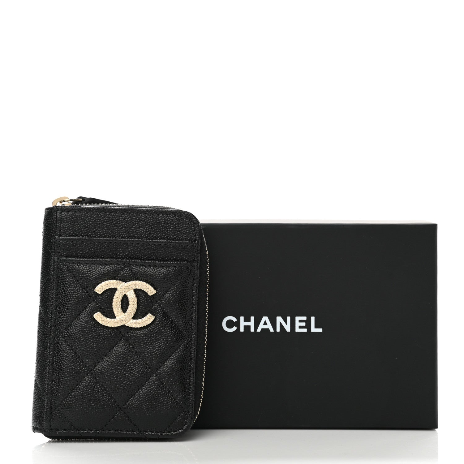 Chanel Caviar Quilted Studded CC Zip Card Holder Black 8 of 8
