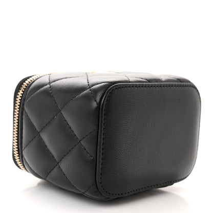 Chanel Lambskin Quilted Mini Pearl Crush Vanity Case With Chain Black 4 of 11