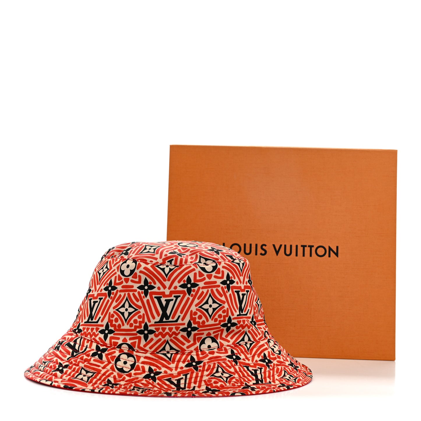 Nylon Canvas Monogram Giant Crafty Reversible Bucket Hat M Creme Rouge