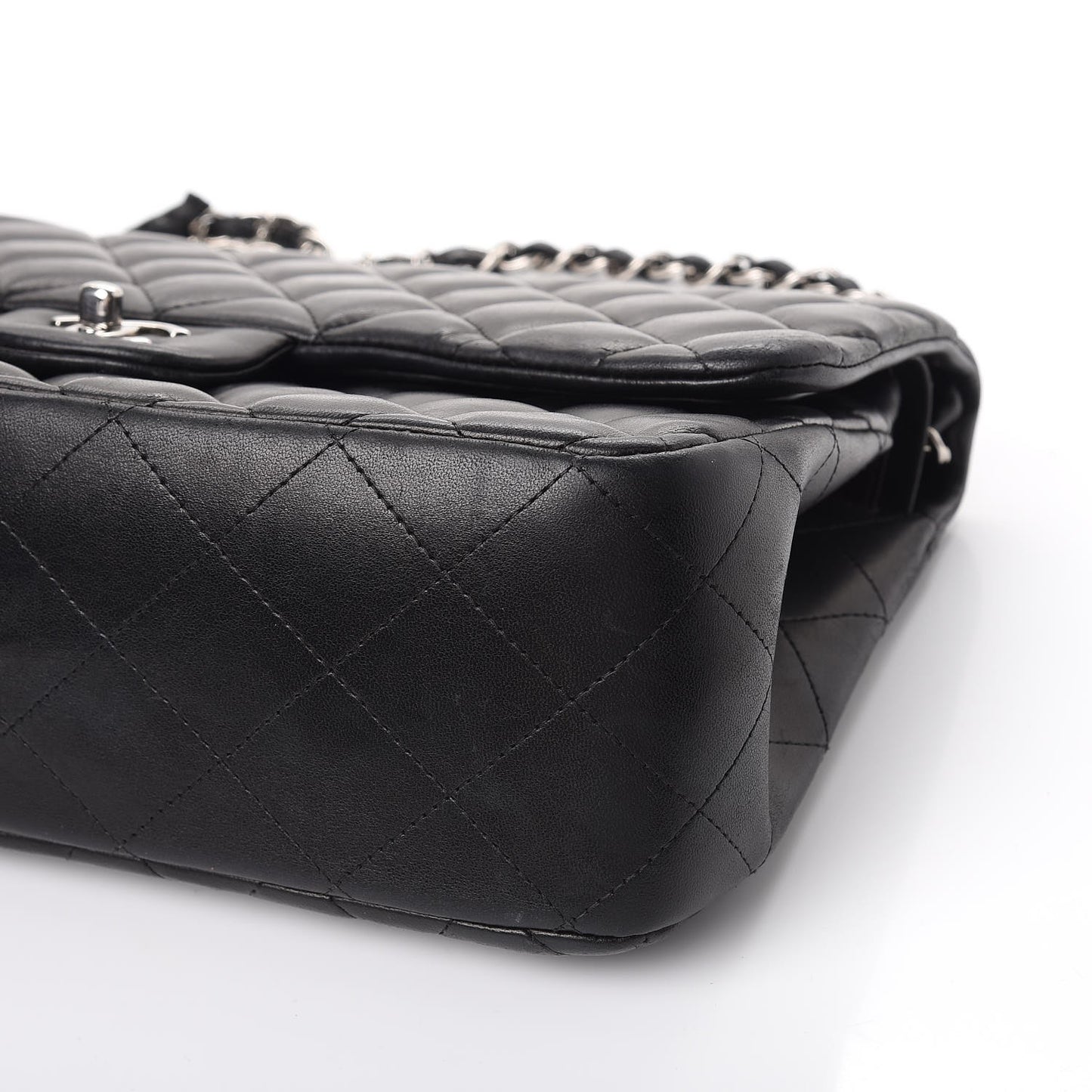 Lambskin Quilted Jumbo Double Flap Black