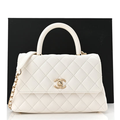 Chanel Caviar Quilted Mini Coco Handle Flap White 10 of 10