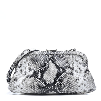 Balenciaga Calfskin Logo Python Effect Cloud Clutch XS Black White 1 of 8