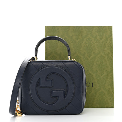 Gucci Sakai Be Green Calfskin Diagonal Stitched Blondie Top Handle Bag Blue Agata 11 of 11