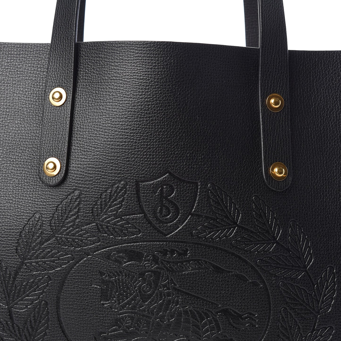 Calfskin Crest Embossed Small Tote Black