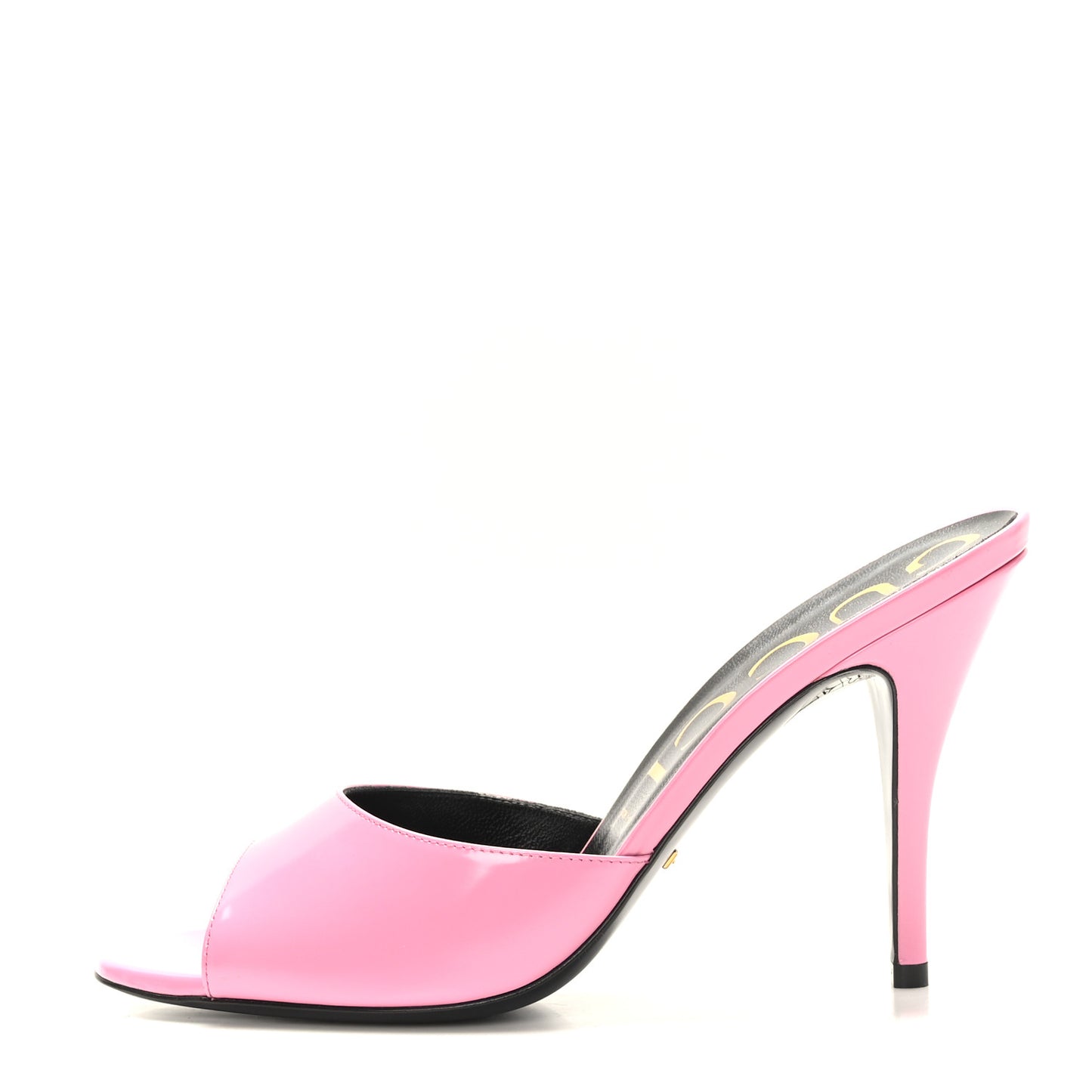 Patent Calfskin High Heel Slides Pink Plexi 40