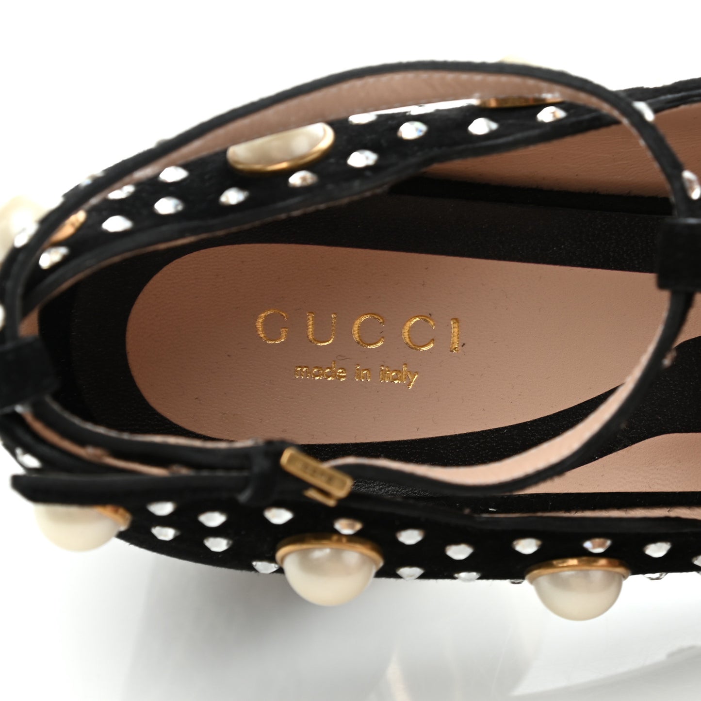 Suede Snakeskin Pearl Studded Ofelia Pumps 36.5 Black