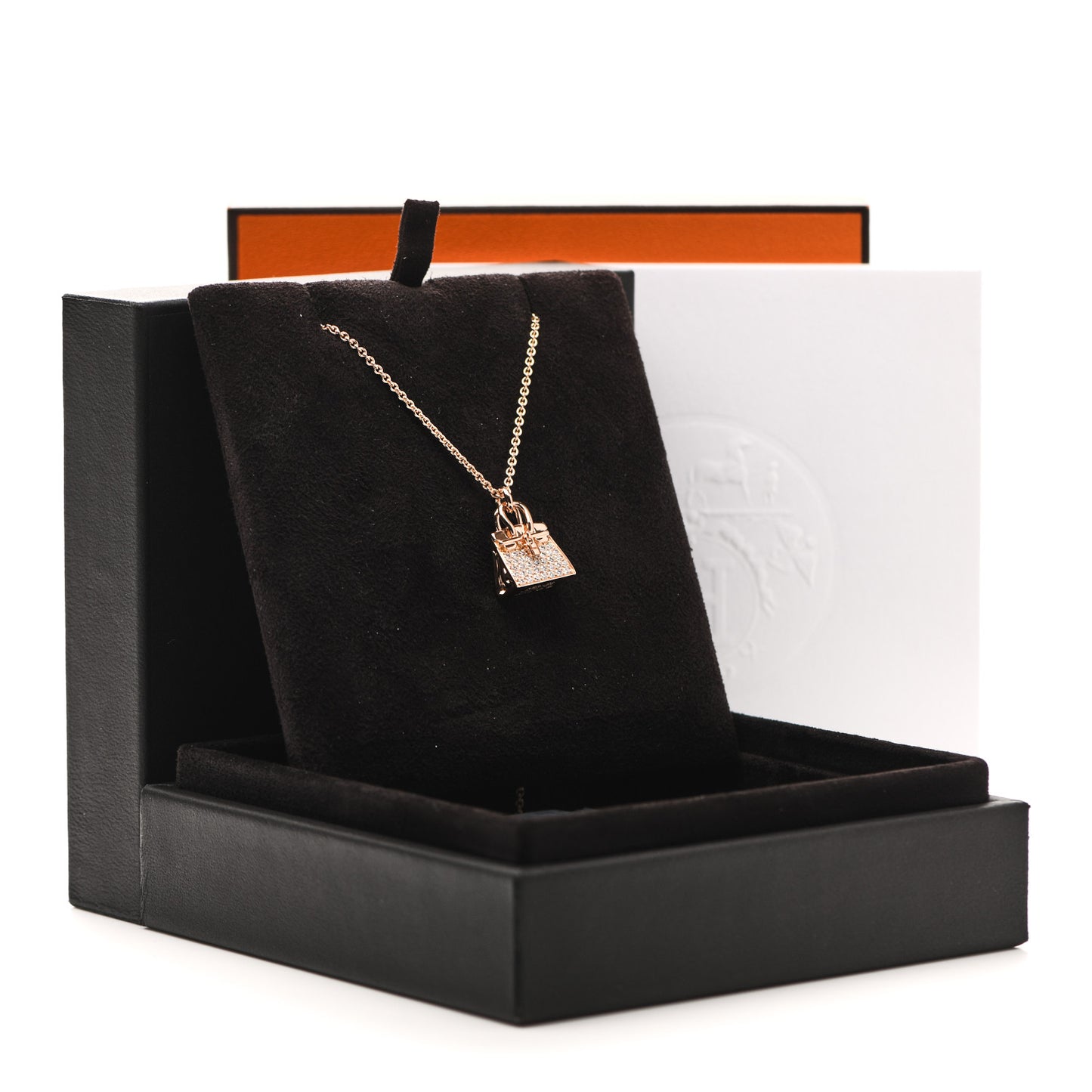 18K Rose Gold Diamond Birkin Amulettes Pendant Necklace
