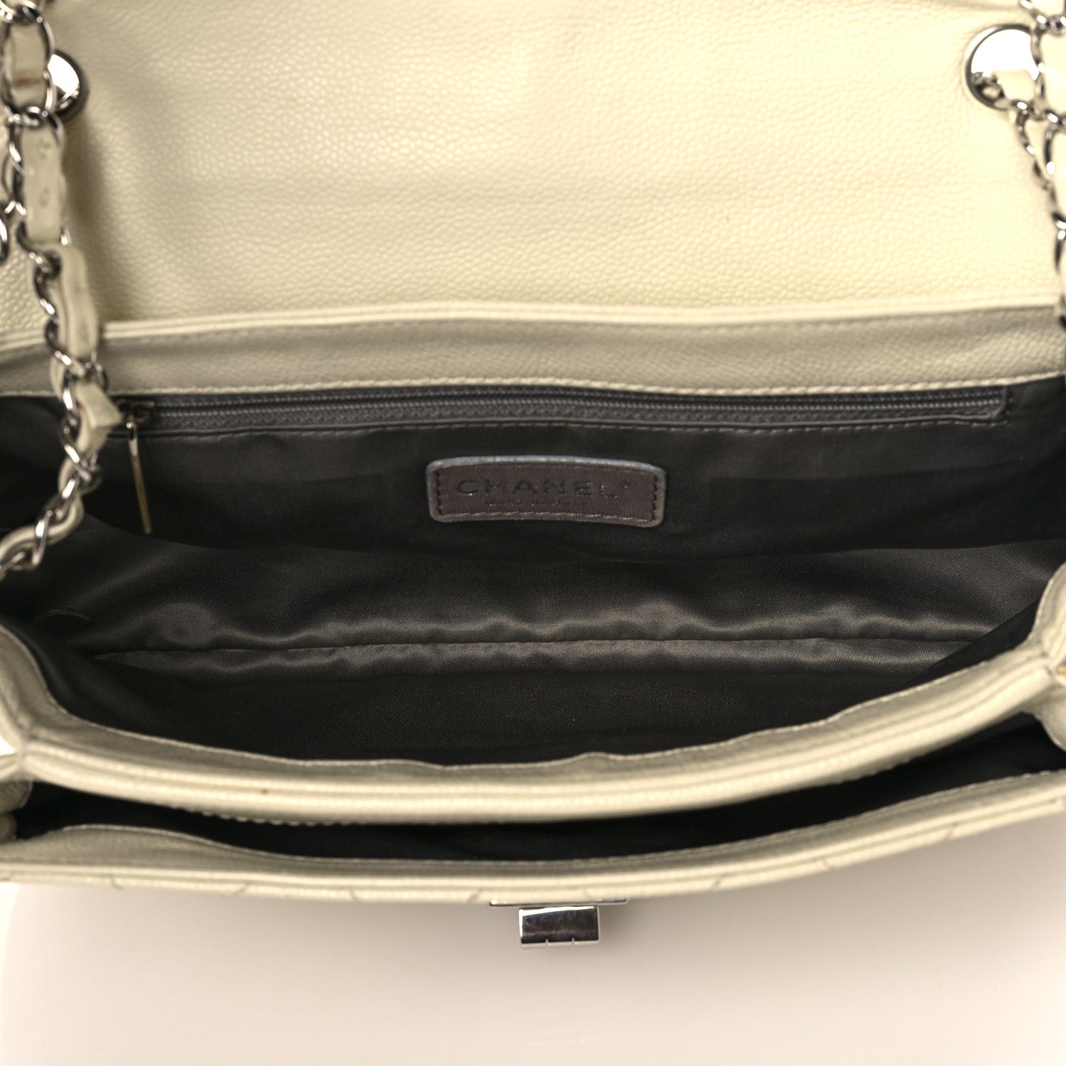 Chanel Glazed Caviar Pocket In The City Flap White 5 of 10