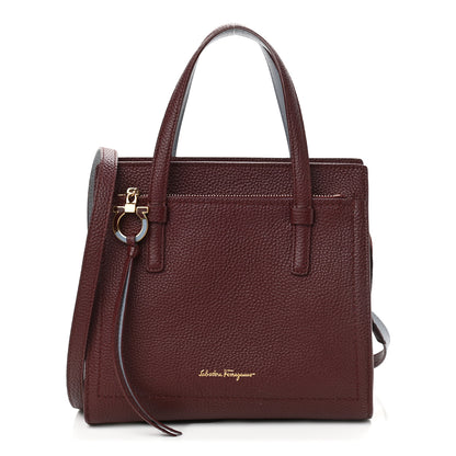 Salvatore Ferragamo Hammered Calfskin Double Handle Small Amy Tote Red 1 of 13