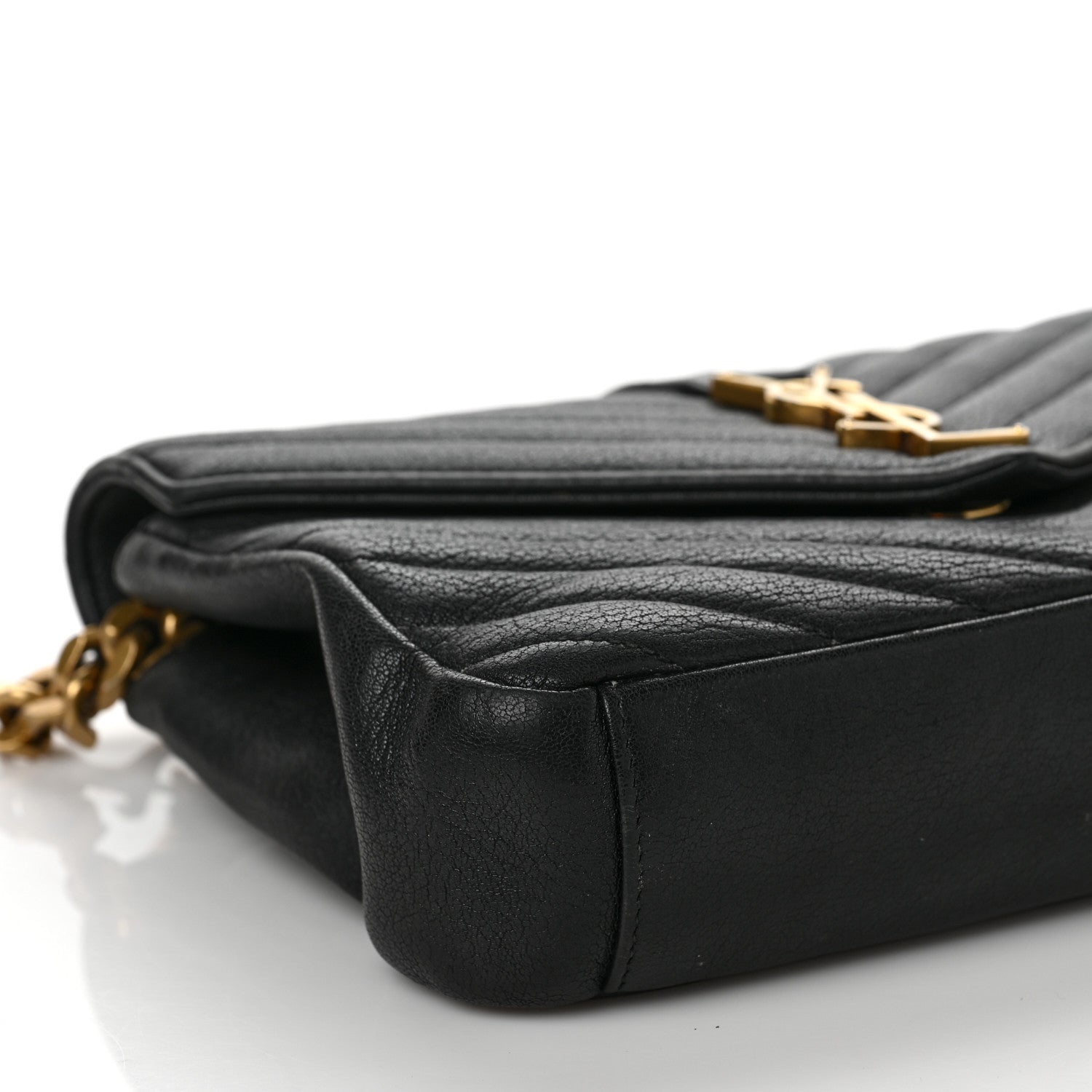 Saint Laurent Sheepskin Matelasse Chevron Monogram Medium College Bag Black 7 of 19