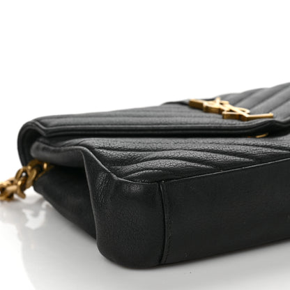 Saint Laurent Sheepskin Matelasse Chevron Monogram Medium College Bag Black 7 of 19