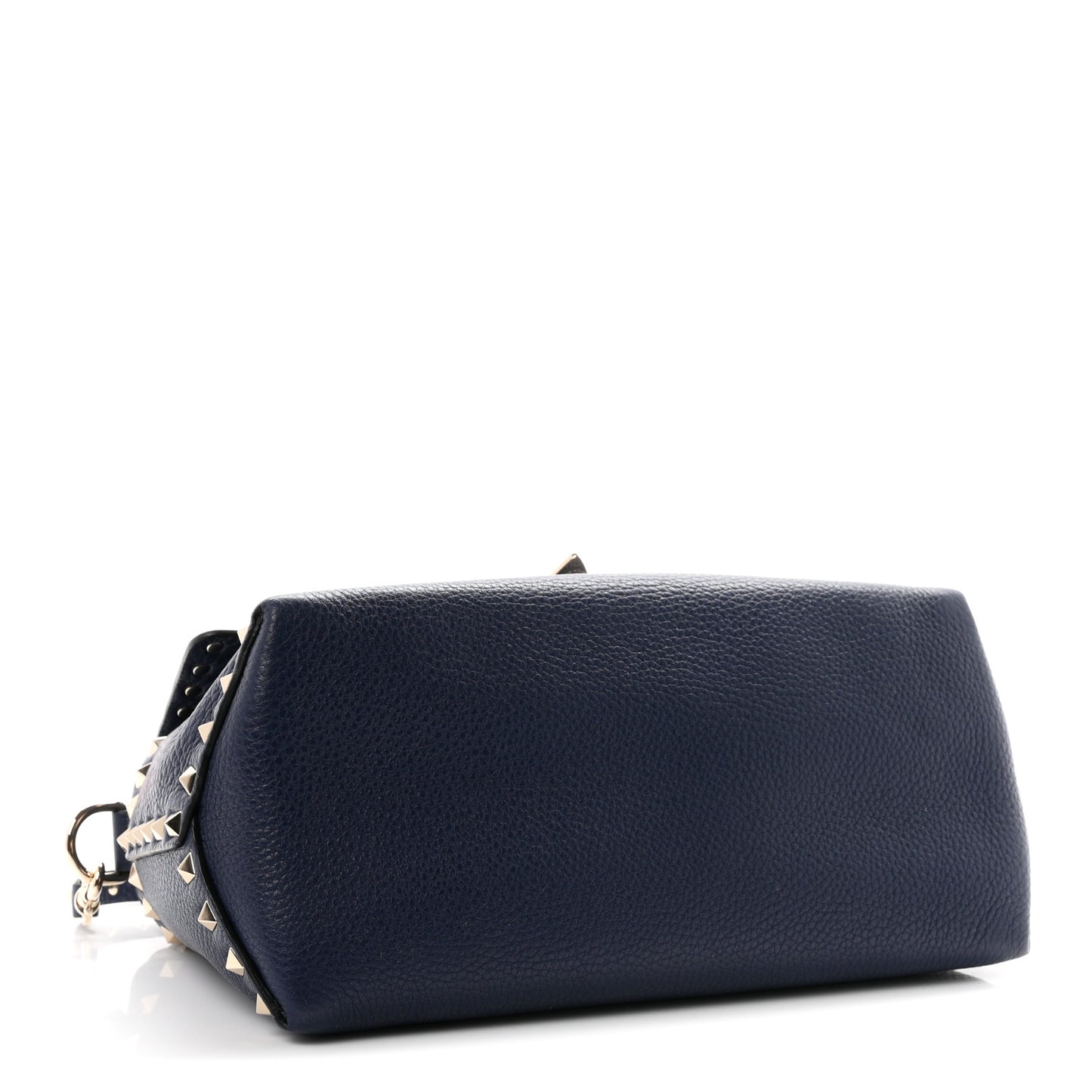 Pebbled Calfskin Rockstud Flip Lock Top Handle Bag Blue