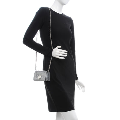 Christian Dior Metallic Patent Micro-Cannage Baby Diorama Flap Bag Silver 2 of 8