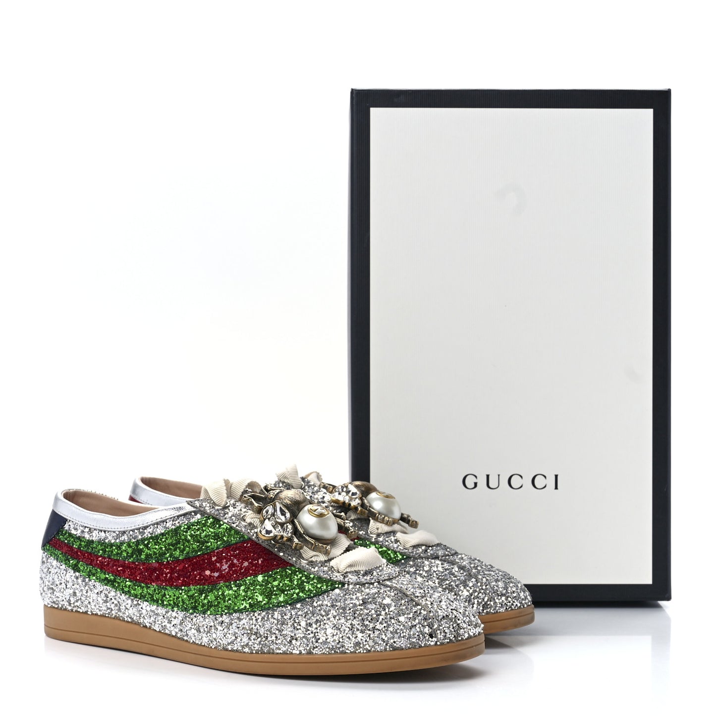 Glitter Fabric Web Falacer Sneakers 40.5 Silver